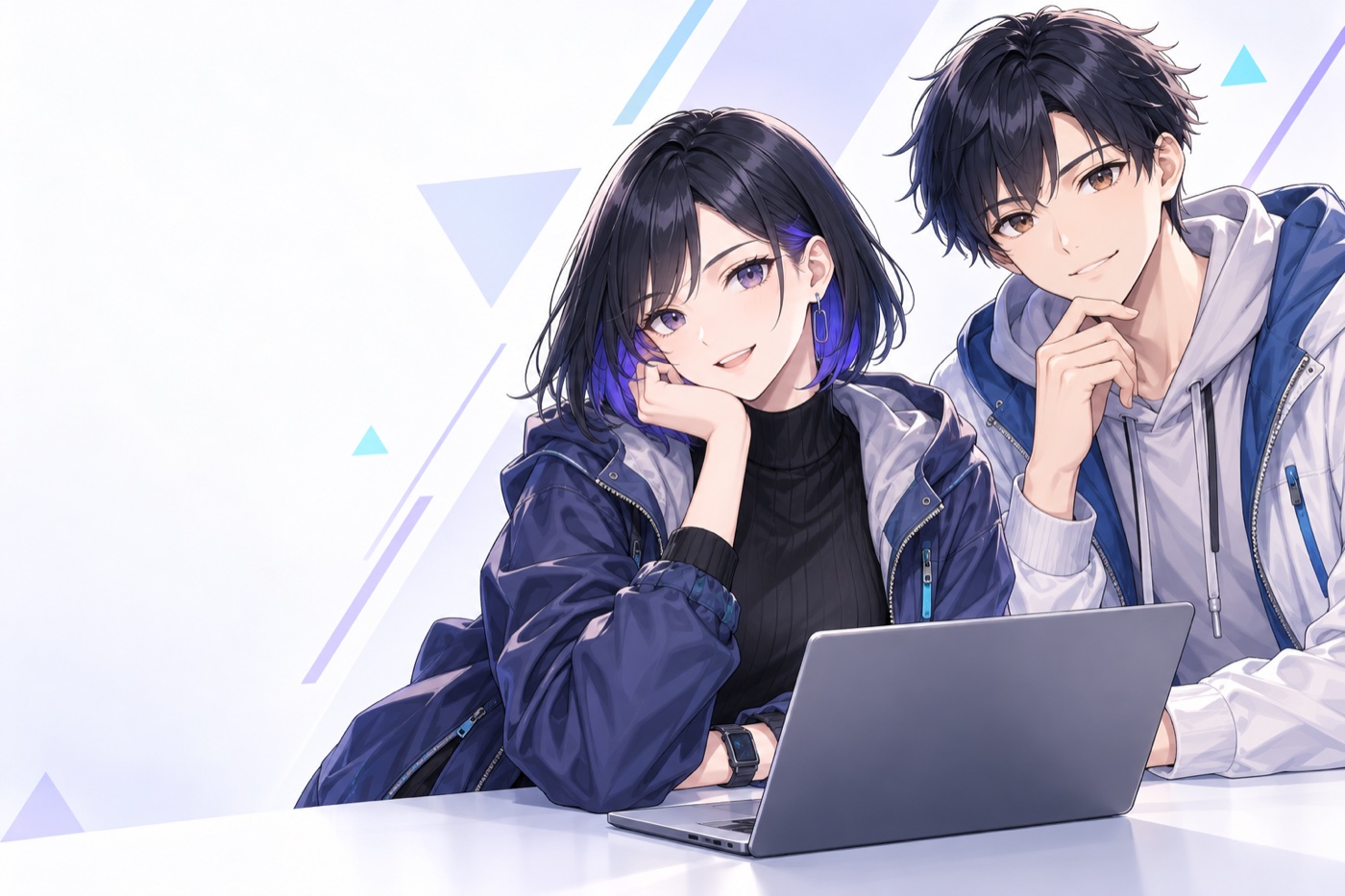 Reactの学習を案内する、りことたけるのイラスト